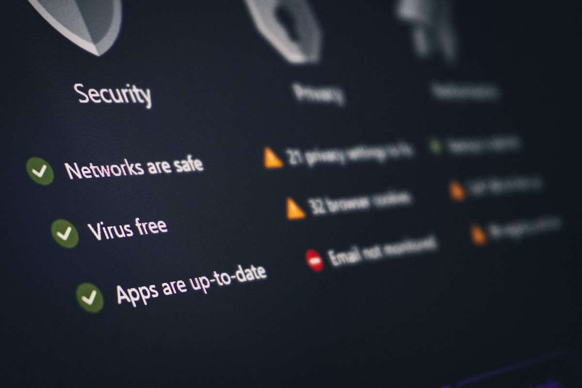 Security monitoring dashboard showing network and system status